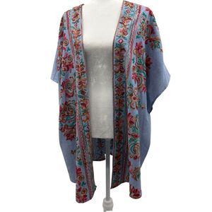 Umgee Open Front Embroidered Kimono M/L Cardigan Duster Boho Artsy Festival